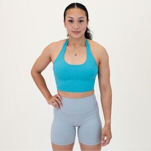 Fleo Halter Crop Tank - Medium / Heather Ocean Scuba